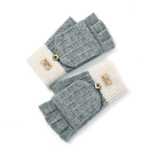 Winter Knit Gloves Men Women Fleece Lined Alpaca Wool Blend Warm Jacquard Touchscreen Convertible Flip Top Fingerless Mittens