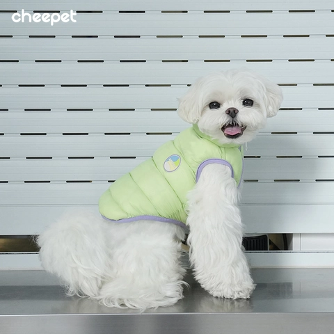 Pet Dog Cat Reversible Padded Vest Quilted Winter Warm Jacket Double Sided Wearable Candy Color Stripes Windproof For Small Animals