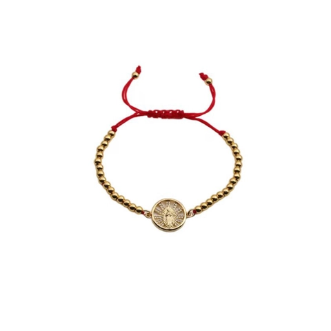 Bracciale Bohémien Vergine Maria Rame Zircone Colorato Corda Intrecciata Regolabile Gioielli Religiosi Etnici Donna