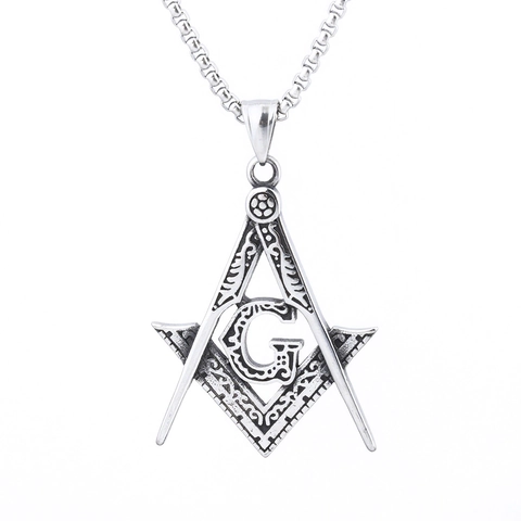 Collana Con Pendente Massoneria Vintage Acciaio Inossidabile Simbolo Squadra Compasso Lettera G Gioielli Punk Per Uomo