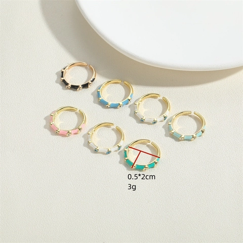 Boze Oog Verstelbare Ring Koper Zirkoon Kleurrijk Emaille Vintage Stijl Mode Sieraden Voor Dames