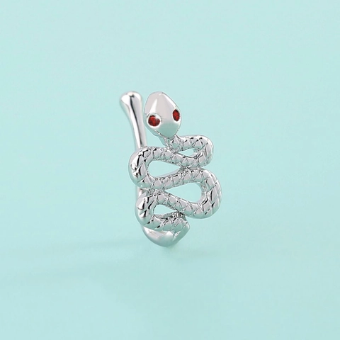 Aro de Nariz de Cobre Serpiente Individual Micro-pavé Circonia Forma en U Sin Perforación Falso Aro Nariz Mujer Joyería Punk