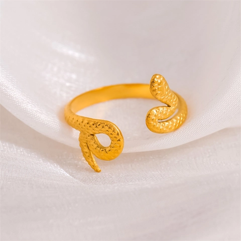 Snake Ring Stainless Steel Retro Punk Gothic Hip Hop Style Open Adjustable Gold Jewelry For Women