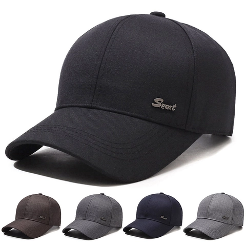 Heren Casual Honkbalpet Verstelbaar Zonbescherming Sportieve Minimalistische Pet Met Metalen Letter Decoratie Polyester