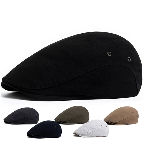 Retro Cotton Flat Cap For Men Women Solid Color Breathable Ivy Newsboy Hat With Elastic Back Sun Protection Cabbie Cap