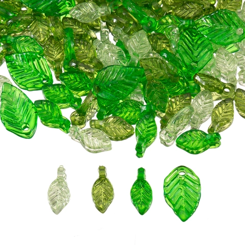 Blatt Perlen Acryl Transparent Grün Pflanzenform Mit Loch Für DIY Schmuckherstellung Ohrringe Armband Handwerk Bedarf