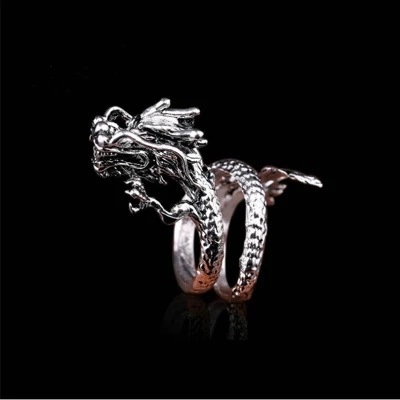 Anillo De Dragón Retro Para Hombres Y Mujeres Anillo Envolvente Abierto Ajustable Escama Detallada Estilo Tótem Chino Cobre