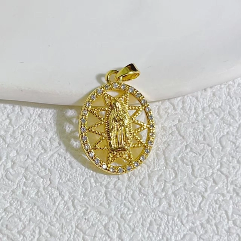 Collana Pendente Religiosa Rame Placcato Oro 18K Zircone Santa Maria Gesù Forme Di Ancora Gioielli Di Tendenza