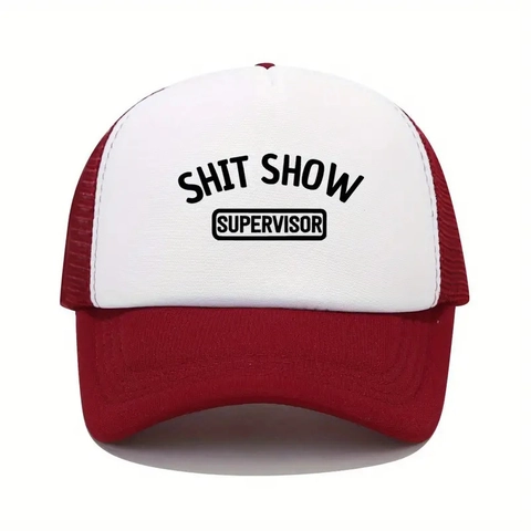 Trucker Hat Cotton Mesh Breathable Sun Protection Outdoor Shit Show Supervisor Funny Slogan Adjustable For Men Women
