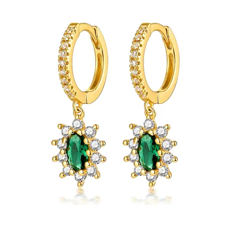 925 Sterlingsilber Grüne Zirkonia Oval Ohrstecker Für Damen Französisch Vintage Stil Strass Modeschmuck Geschenk