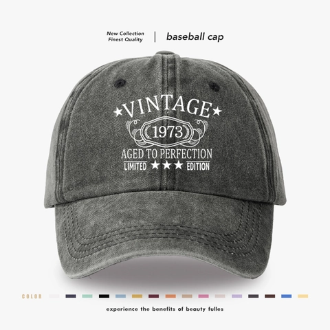 Baseball Cap Washed Cotton Vintage 1973 Retro Print Sun Protection Outdoor Casual Unisex Adjustable Hat