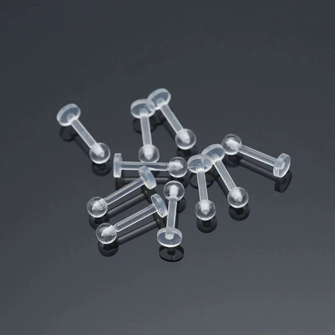 Clear Acrylic Lip Stud Piercing Jewelry Polished Bioflex Tragus Cartilage Stud Earring Retainer Labret Stud For Unisex