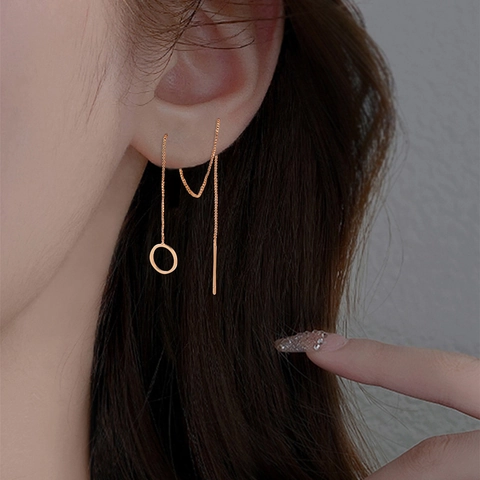 Orecchini A Catena Lunga Minimalisti Per Donna Lega Geometrica Cerchio Farfalla Nappa Con Perno In Acciaio Inossidabile