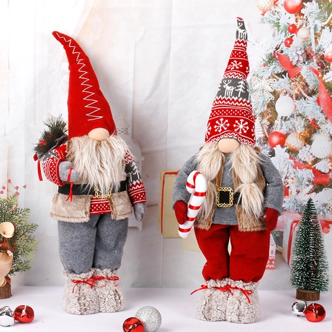 Gnomo De Navidad De Peluche Decoración Muñeco Tomte Sueco De Pie Gorro De Punto Barba De Piel Sintética