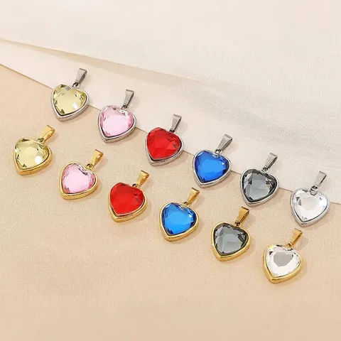 Herz Anhänger Halskette Edelstahl 18K Vergoldet Kristall Zirkon Elegant Mode Schmuck Für Damen