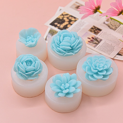 Flower Succulent Silicone Molds DIY Handmade Rose Peony Scented Candle Soap Gypsum Resin Craft Making Tools Elegant