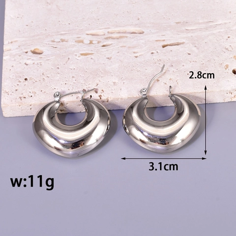 C-Vorm Hoop Oorbellen Roestvrij Staal Hol Geometrisch Croissant Ontwerp Retro Minimalistische Mode Sieraden Voor Dames