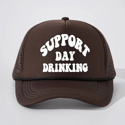 Trucker Hat Support Day Drinking Buchstabendruck Schaumstoff Netz Verstellbar Snapback Baseball Kappe Mit Seil Dekor