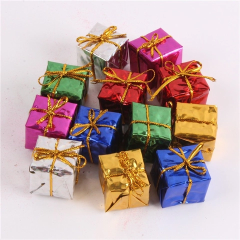 Mini Weihnachtsgeschenkboxen Schaumstoff Laser Metallisch Christbaumschmuck Festliche Party Deko