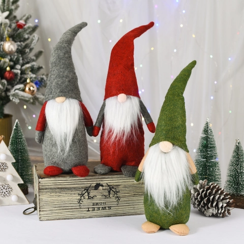 Gnomes De Noël Poupée Sans Visage Ornements En Feutre Peluche Tomte Debout Avec Longue Barbe Pour Décoration De Table Maison