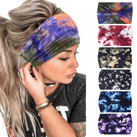 Bohemian Printed Wide Headbands For Women Elastic Yoga Sport Hair Bands Ethnic Leopard Paisley Floral Headwraps