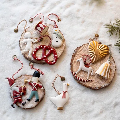 Decorazioni Natalizie Da Appendere In Metallo Dipinte A Mano Pendenti Vintage Babbo Natale Schiaccianoci Angelo Stella