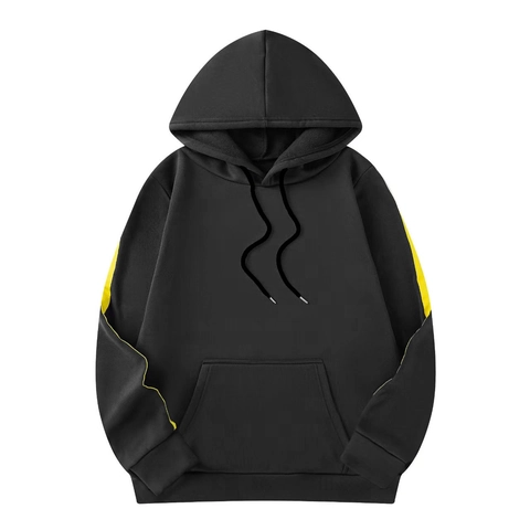 Men's Hoodie Polyester Brushed Fleece Lining Contrast Side Stripes Kangaroo Pocket Drawstring Casual Sports Pullover