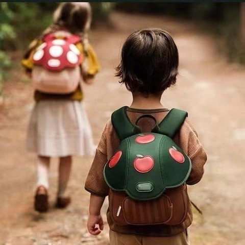 Kids Backpack Toddler School Bag Cartoon Mushroom Apple Cake Design Neoprene Breathable Lightweight Preschool Kindergarten