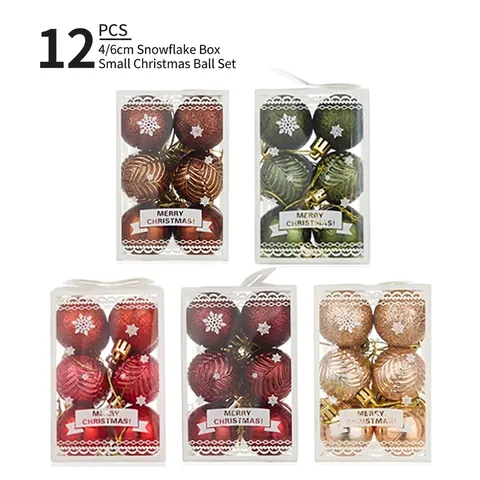Christmas Ball Ornaments Plastic Glitter Snowflake Leaf Pattern Baubles For Holiday Tree Party Decorations