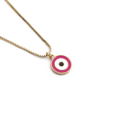 Evil Eye Anhänger Halskette Gold Vergoldetes Kupfer Bunte Emaille Runder Charm Boho Mode Schmuck Für Frauen