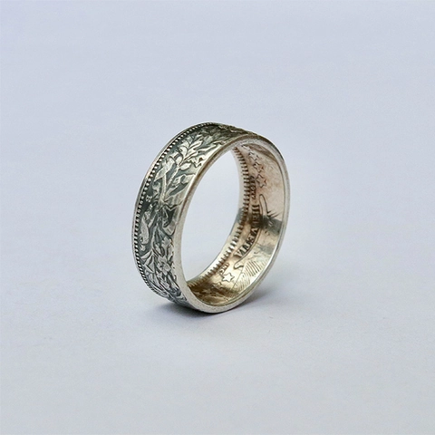 Retro Schweizer Franken Münzring Edelweiß Blumenrelief Antik Silber Legierung Unisex Statement Schmuck Geschenk