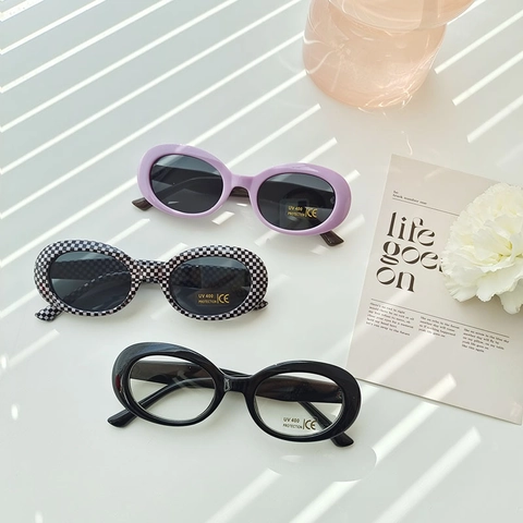 Retro Oval Kids Sunglasses UV400 Protection Fashionable Resin Frame Eyewear For Boys And Girls Trendy Toddler Shades