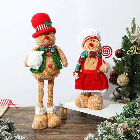 Omino Di Panpepato Natalizio Peluche Gnomo Ornamenti Tessuto Maglia Decorazione Festa Casa Finestra Tavolo Regalo Vacanza