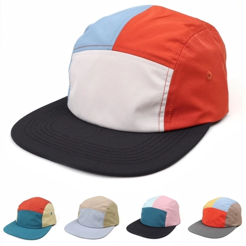 Berretto da Baseball 5-Panel a Blocchi di Colore Asciugatura Rapida Traspirante Stile Hip Hop All'aperto Cappello Regolabile Uomo