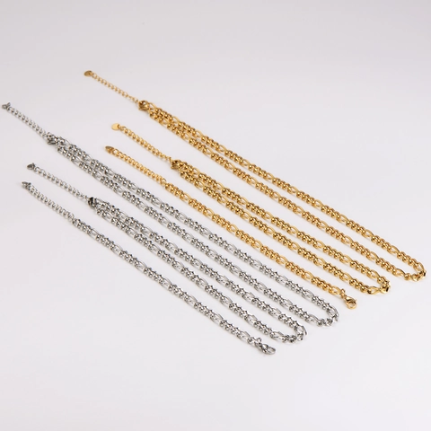 Figaro Chain Necklace Bracelet 304 Stainless Steel Electroplated Minimalist Geometric Fashion Jewelry Unisex Punk Accessory