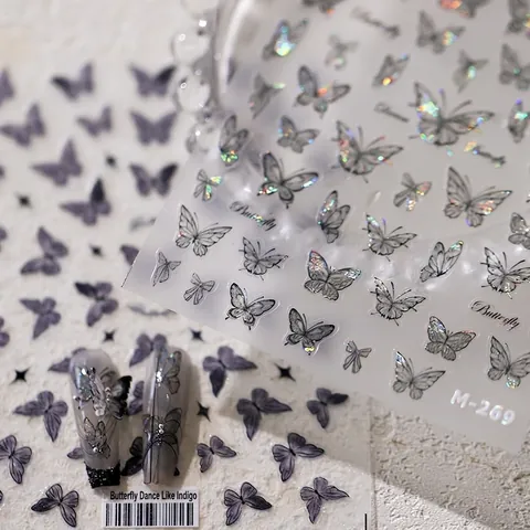 Butterfly Nail Art Stickers Laser Holographic Self Adhesive Ultra Thin Matte Nail Decals Manicure Decorations