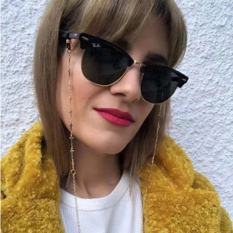 Cross Charm Glasses Chain Metal Eyewear Lanyard Sunglasses Holder Mask Strap Decorative Boho Fashion For Women