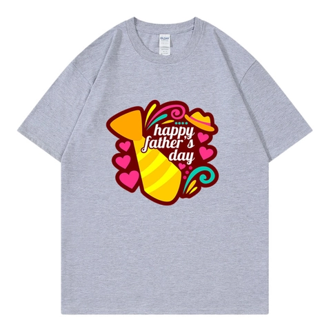 T-Shirt Homme Manches Courtes 100% Coton Col Rond Respirant Imprimé Happy Father's Day Tee-Shirt Graphique Décontracté