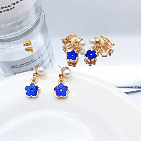 Blaue Blumen Künstliche Perlen Tropfenohrringe Mit 925 Sterling Silber Ohrstecker Eleganter Harz Floraler Schmuck Für Damen Geschenk