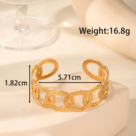 Vintage Titanstahl Goldene Offene Armreifen Für Damen Floral Blatt Ausschnitt Gehämmert Textur Mode Westlichen Schmuck Armband Geschenk