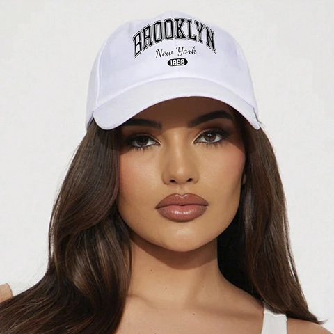 Brooklyn New York 1898 Letter Print Baseball Cap Polyester Adjustable Sun Protection Curved Brim Outdoor Casual Hat