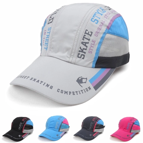 Casquette De Baseball Style Rue Skateboard Séchage Rapide Polyester Maille Respirant Protection Solaire Sport Hommes Femmes