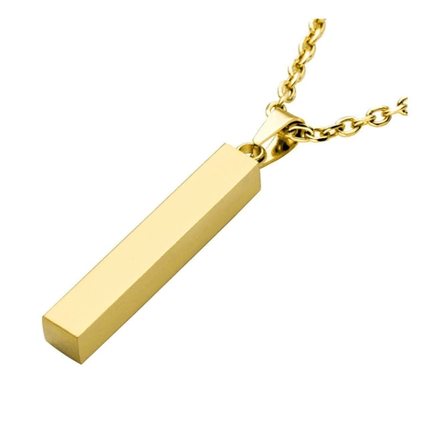 Minimalist Stainless Steel Bar Pendant Necklace Personalized Geometric Rectangle Vertical Column Necklaces For Women Men Jewelry Gift
