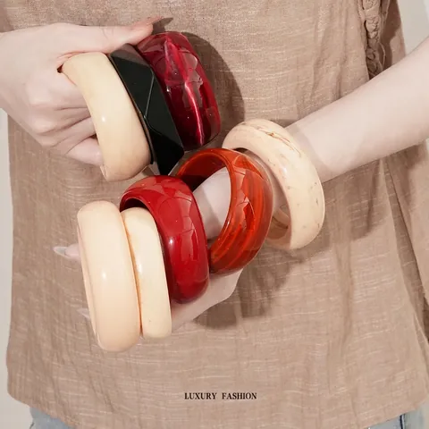 Chunky Armreif Armband Acryl Harz Geometrisch Rund Quadratisch Sechseck Retro Minimalistisch Mode Schmuck Damen