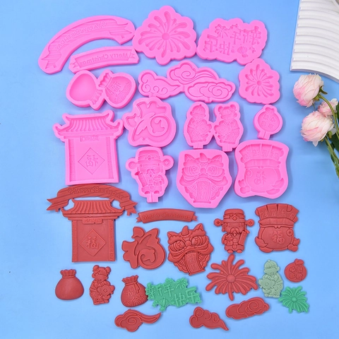 Siliconen Cake Vorm Chinees Nieuwjaar Leeuwendans God Van Rijkdom Gelukstas DIY Bakken Chocolade Fondant Tool Decoratie