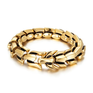Men's 316L Stainless Steel Dragon Bone Bracelet Vintage Punk Rock Biker Wolf Head Mechanical Link Chain Jewelry Gift