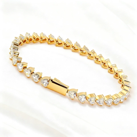 Pulsera Tenis De Circonita Con Forma De Corazón Acero Inoxidable Joyería De Lujo Elegante Para Mujeres Hombres Color Oro Plata