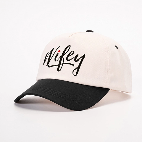 Cappello Da Baseball Ricamo Wifey Poliestere Color Block Cappello Da Sole Regolabile Accessorio Casual Per Donne