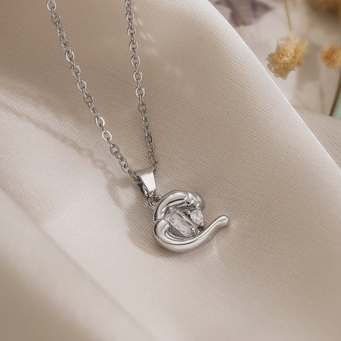 Geometrische Zirkon Anhänger Halskette Kupfer Unregelmäßige Herzform Wellen Design Eleganter Schmuck Für Damen