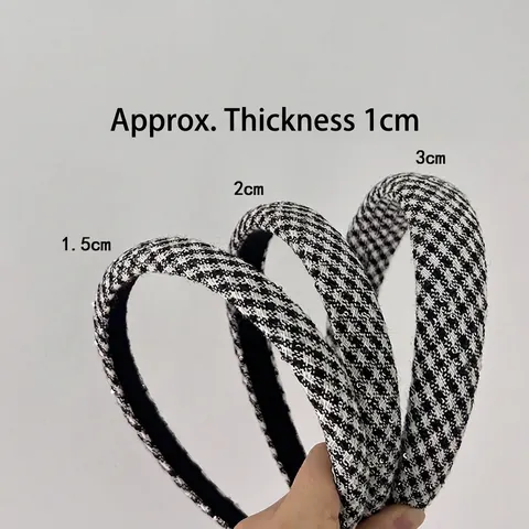 Vintage Gewatteerde Hoofdband Met Houndstooth Patroon Voor Dames Elegante Tweed Stof Haarband Met Lovertjes Details Retro Stijl